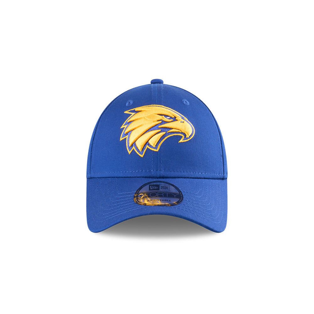 West Coast Eagles Youth Hat - AFL 2025 Badged Blue OTC 9Forty Kids Strapback Cap - New Era